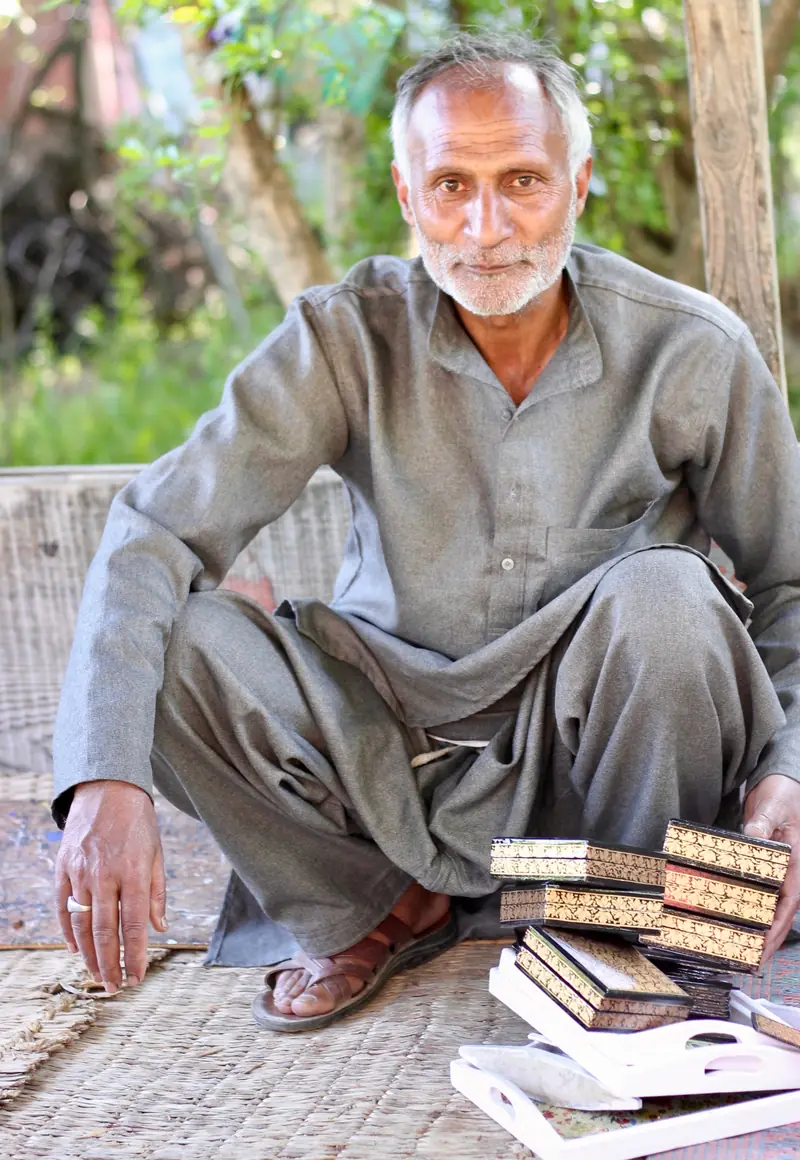 A papier-mâché artisan in his Srinagar workshop